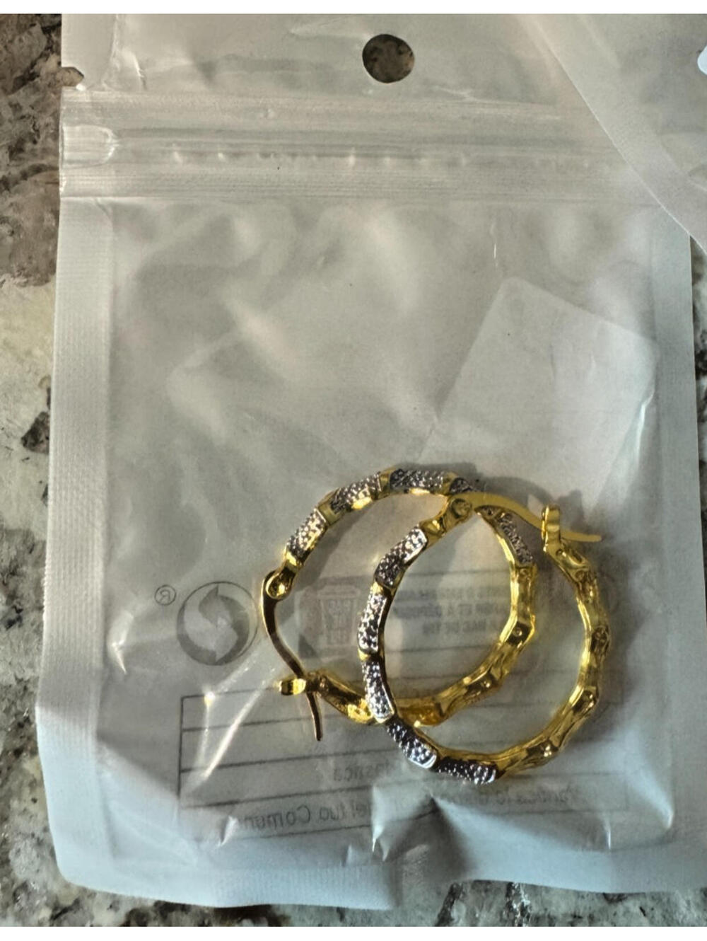 Gold Plated Hoop Earrings, Twisted Pattern Design - Picture 2 of 2